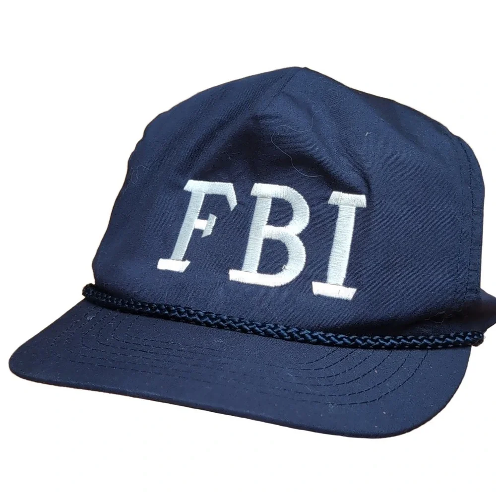 Vintage FBI Baseball Hat Navy Blue One Size Strapback Rope Cap